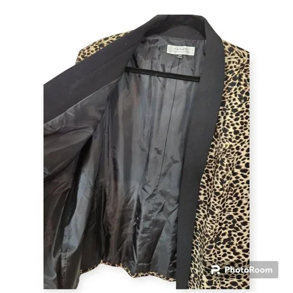 Tahari Arthur S Levine Plus Size Animal Print Open Tuxedo Lined Blazer Size 22 - Picture 3 of 6